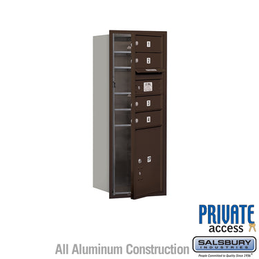 10 Door High Recessed Mounted 4C Horizontal Mailbox with 4 Doors and 1 Parcel Locker in Bronze with Private Access - Front Loading